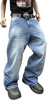 Mens Baggy Jeans for Men Women Y2k Skater Vintage Plain Pants Casual Wide Leg Jeans Loose Fit Denim Jeans