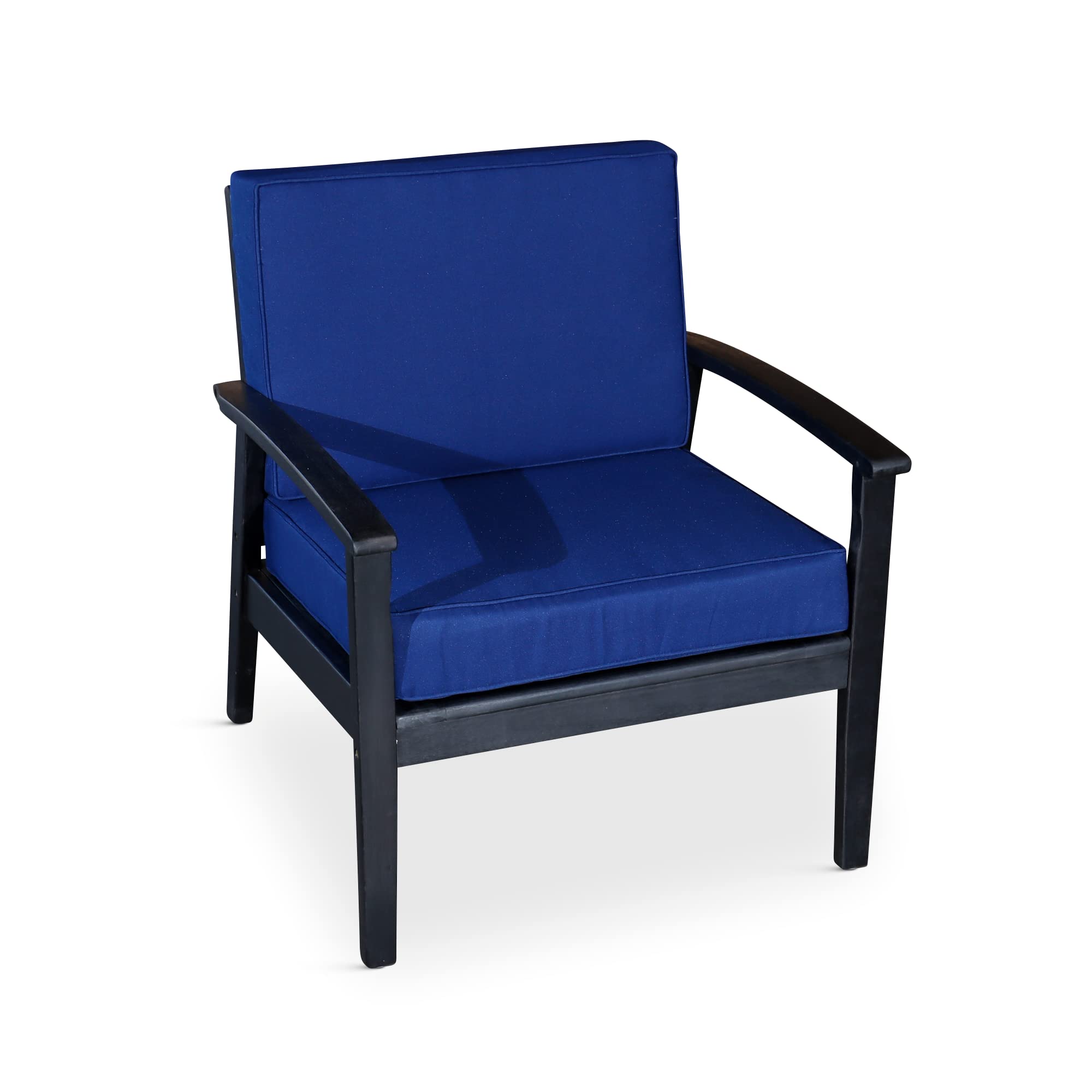 GOWE Deep Seat Eucalyptus Chair, Espresso Finish, Navy Cushions