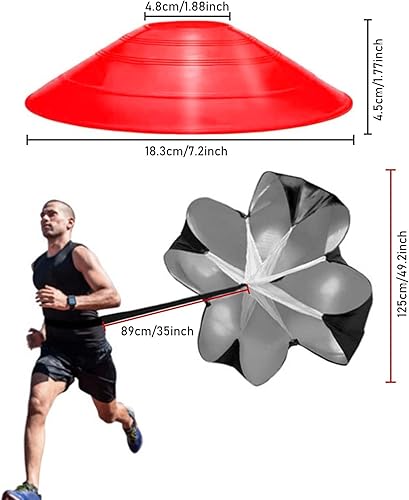 Miniatura 2 de Juego de entrenamiento de velocidad profesional y agilidad incluye escalera de agilidad ajustable de 12 peldaños de 20 pies con bolsa de transporte,