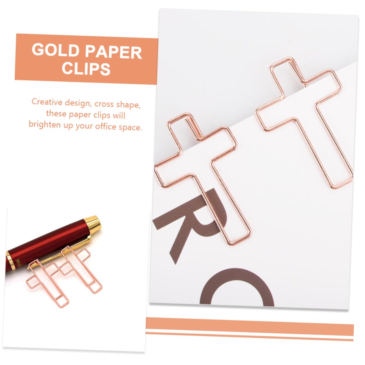 VILLCASE 10 Pezzi fermaglio a croce graffette pastello grandi graffette porta graffette graffetta graffette graffette clip nere pinze per carta graffetta a croce Metallo Rose Gold