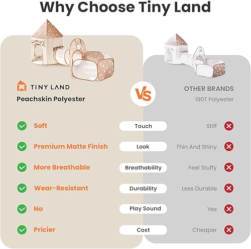 Miniatura 5 de Tiny Land Tienda de campaña para niños con túnel, tienda de campaña desplegable con hoyos de bolas para niños pequeños, tienda de campaña para bebés
