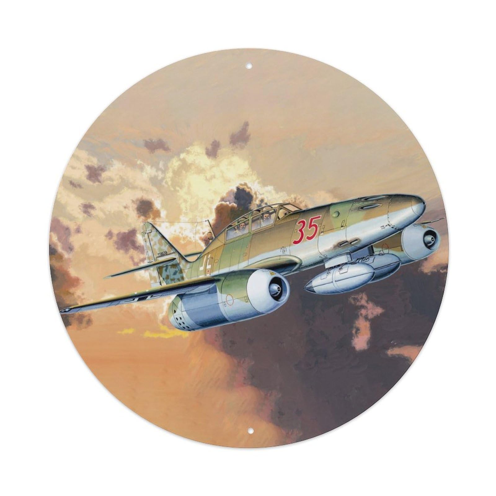 WW2 Fighter Plane Me 262B-1a Military Aircraft Vintage Metal Tin Sign Plaque Wall Decor for Cafe, Club Bar, Office, Garden Metal Poster 8x8Inch