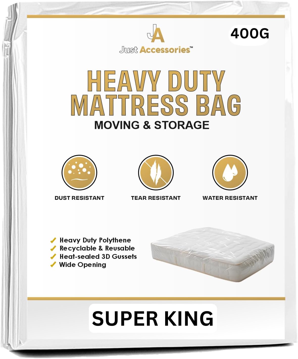 6ft Super King Heavy Duty Mattress Bag For Storage Moving Removal Mattress Polythene Protector Cover