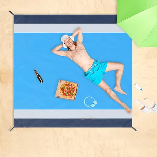 Manta de playa extra grande de 118 x 106 pulgadas, resistente al agua, a prueba de arena, portátil, accesorios de playa al aire libre, para pícnic,