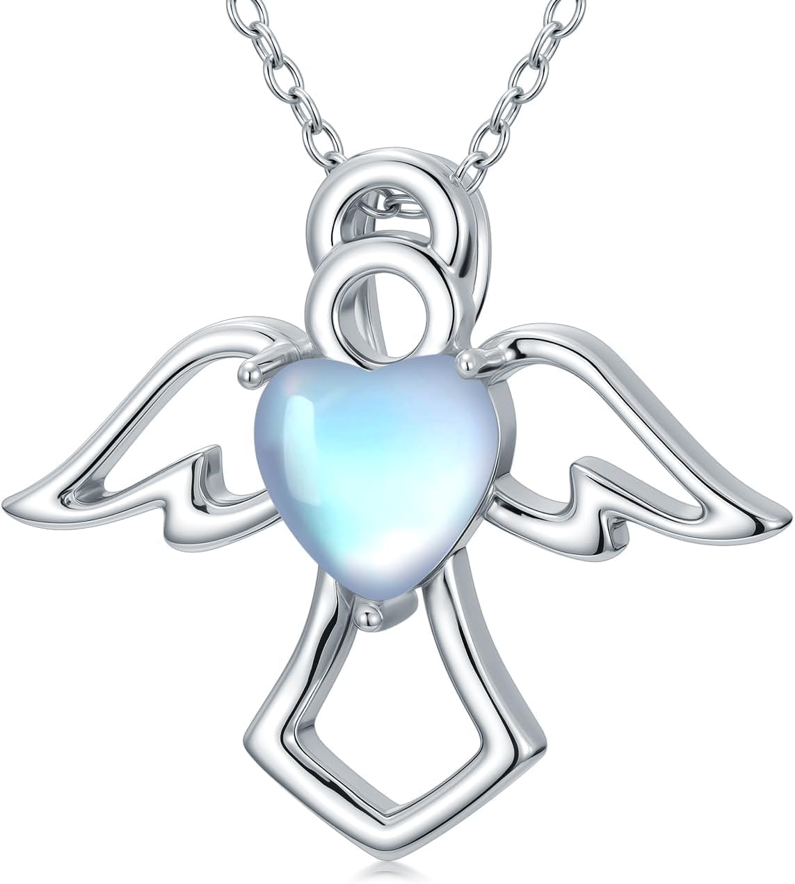 Guardian Angel Necklace for Women 925 Sterling Silver Moonstone You Are My Angel With Wings Pendant Ladies Jewelry Gifts