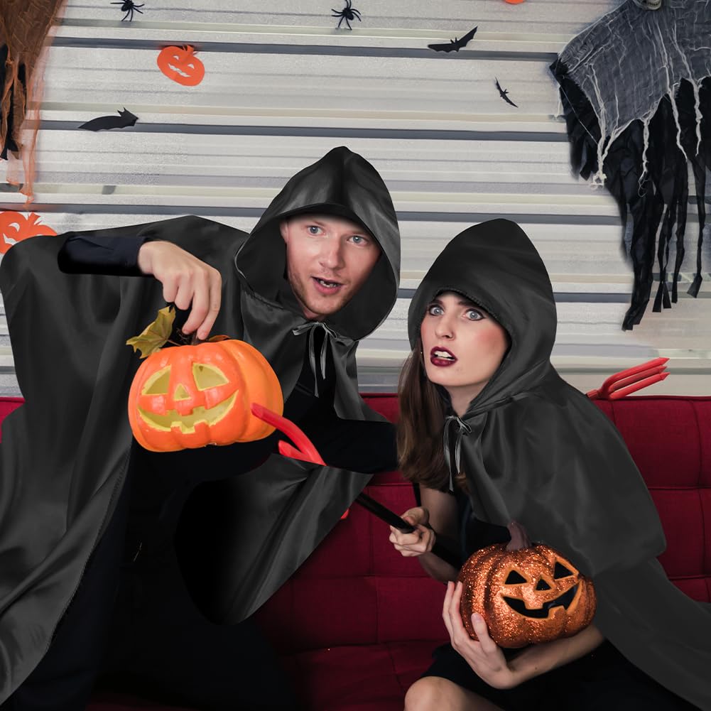 AUYAO Kostium czarownicy, damski kostium czarownicy, kompletny zestaw z peleryną z kapturem/kapeluszem pająka, peleryna na Halloween, kostium dla dorosłych, kobiet i mężczyzn, na Halloween, karnawał