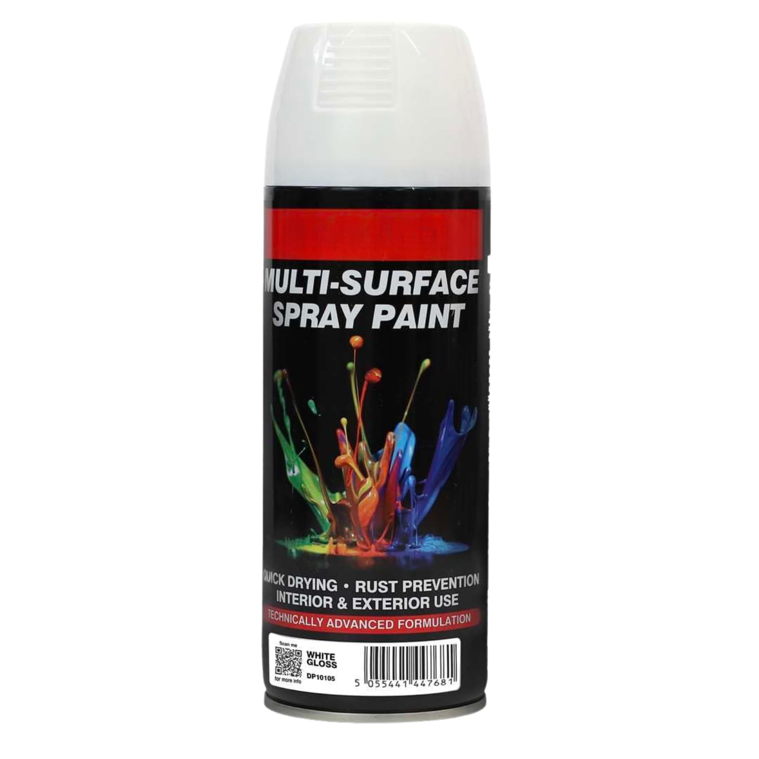 DEKTON Quick-Dry Aerosol Spray Paint, Interior And Exterior Usage – White Gloss Finish for Metal, Wood, and Plastic |Rust Prevention|Ideal for Fixtures Furniture's Components Projects
