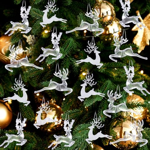 Bencailor ZY-BENCAILOR-2907 18 Pcs Acrylic Reindeer Ornaments For Christmas Tree Crystal Nutcracker Dancing Hanging Figurine Ornament Decorative Deer Ornaments cover