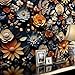 FunStick Dark Blue Floral Wallpaper Peel and Stick Orange Faux 3D Embossed Floral Wall Paper Modern Vinyl Wall Art Decor Removable Navy Blue Beige Daisy Rose Floral Contact Paper for Cabinets Ceiling