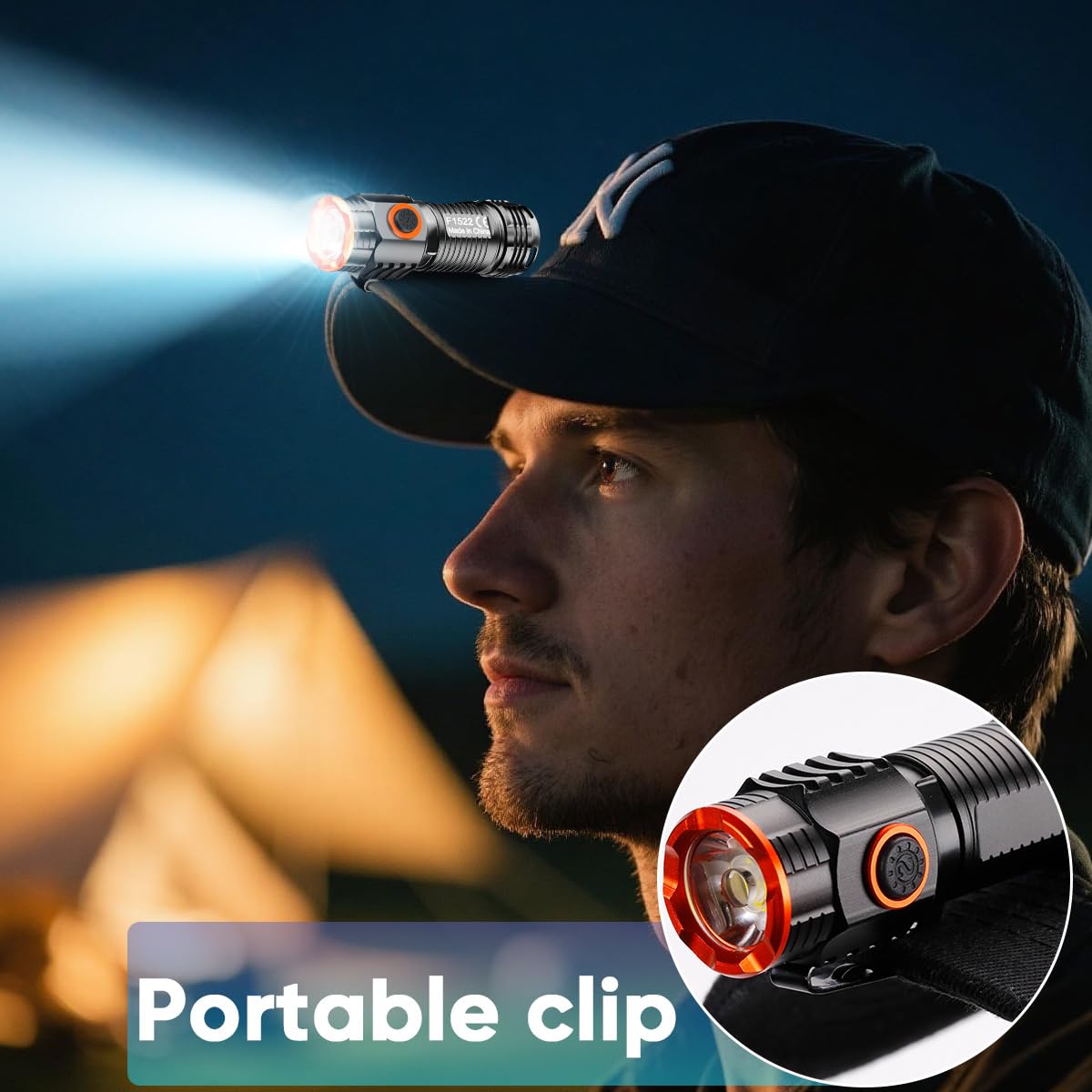 Lot de 2 lampes de poche rechargeables EDC 800 lumens, ultra lumineuses, compactes, étanches et magnétiques, idéales pour le camping, la randonnée, l'extérieur et l'utilisation d'urgence