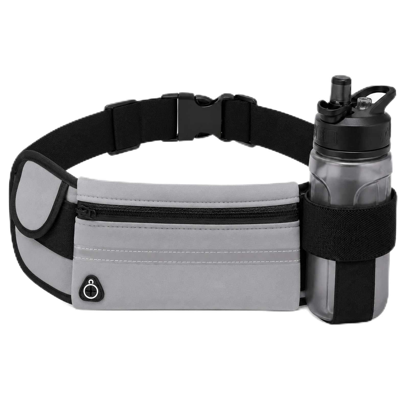 Water-Resistant Running Belt with Bottle Holder, Reflective Waist Pack