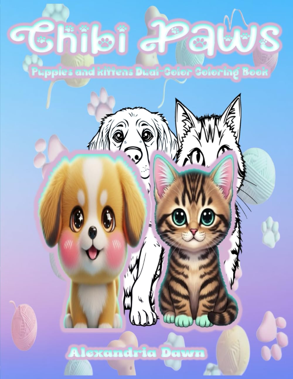 Chibi Paws: Puppies & Kittens Dual-Color Coloring Book