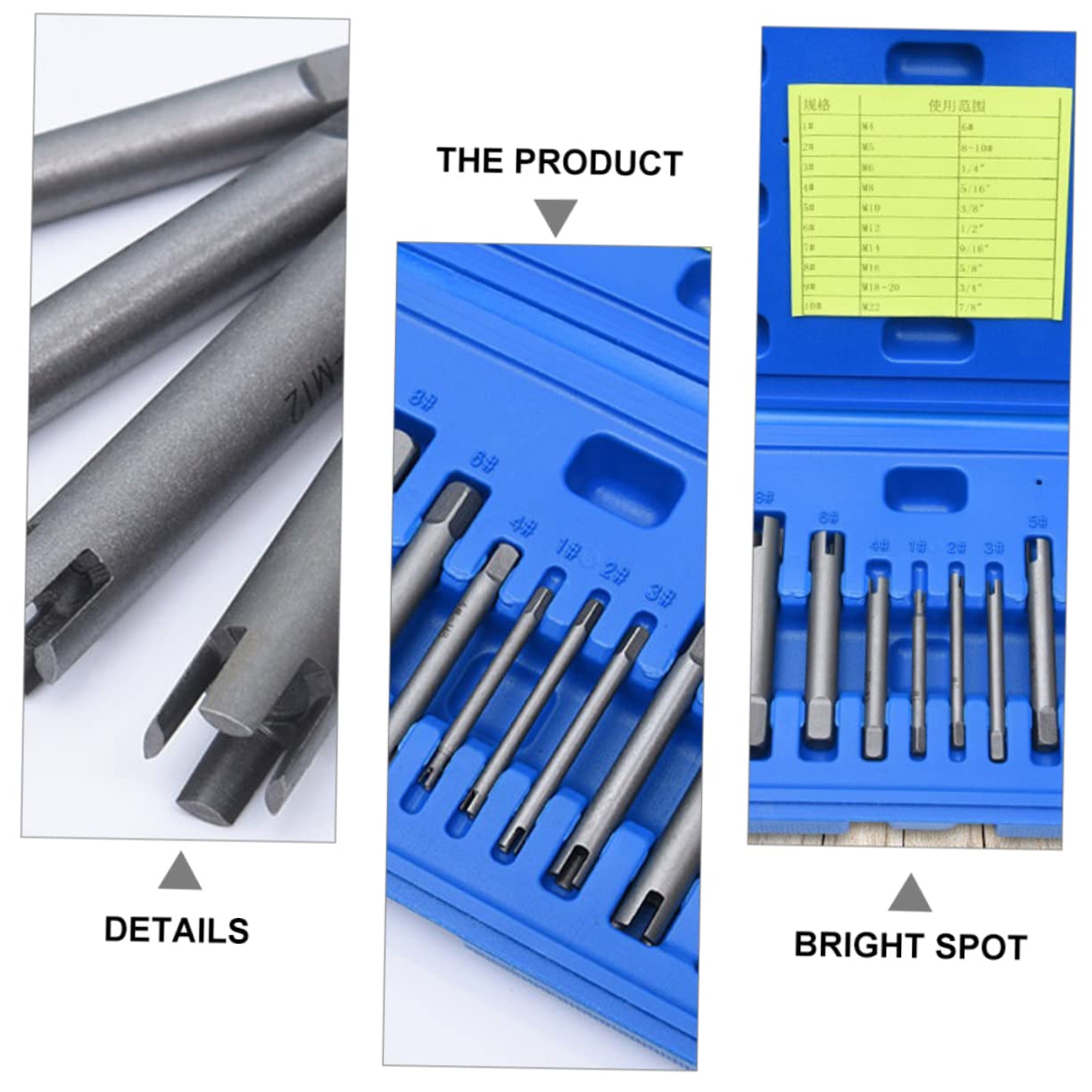 Mipcase Kit Estrattore di Viti Spanate Design a 4 Artigli 178 Cacciavite in Lega, 10 Pezzi per Rimuovere Maschi Rotti e Bloccati