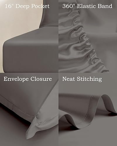 Miniatura 7 de THXSILK Juego de sábanas 100% seda, seda 7A+, suave, transpirable, ropa de cama de lujo (1 sábana encimera, 1 sábana bajera, 1 funda de almohada),