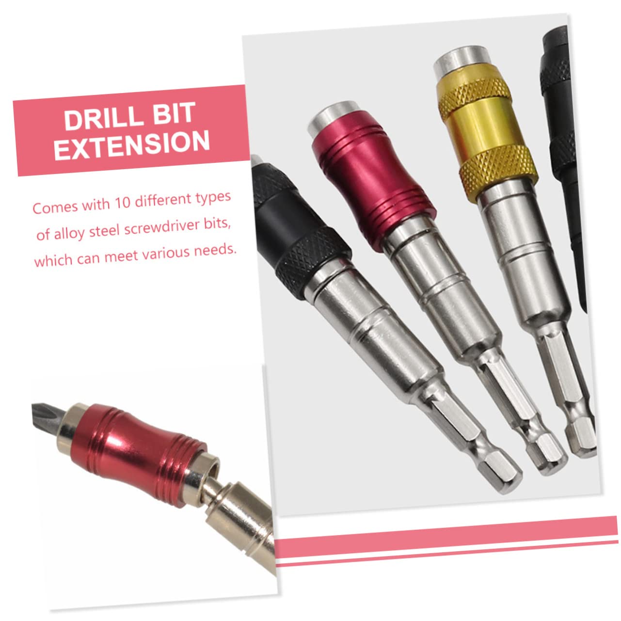DOITOOL 3 Set Di Punte Per Trapano A Vite Regolabili Magnetiche Con Perno Porta Punte Per Trapano Con Impugnatura Girevole Da 1/4 2 Pezzi*3