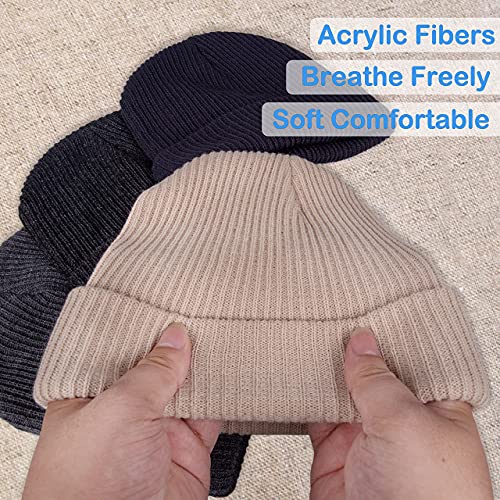 Lakibole 4 Pack Beanie Hats For Men Spring Summer Autumn Winter Slouchy Beanies For Women Teenage (Black/Dark Gray/Dark Blue/Beige) #TOP4