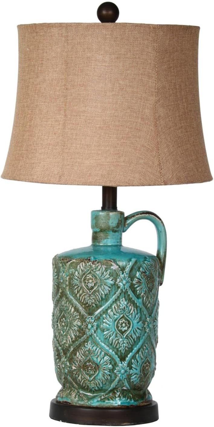 Med Green Ceramic Jar Table Lamp Ceramic/Green/Transitional