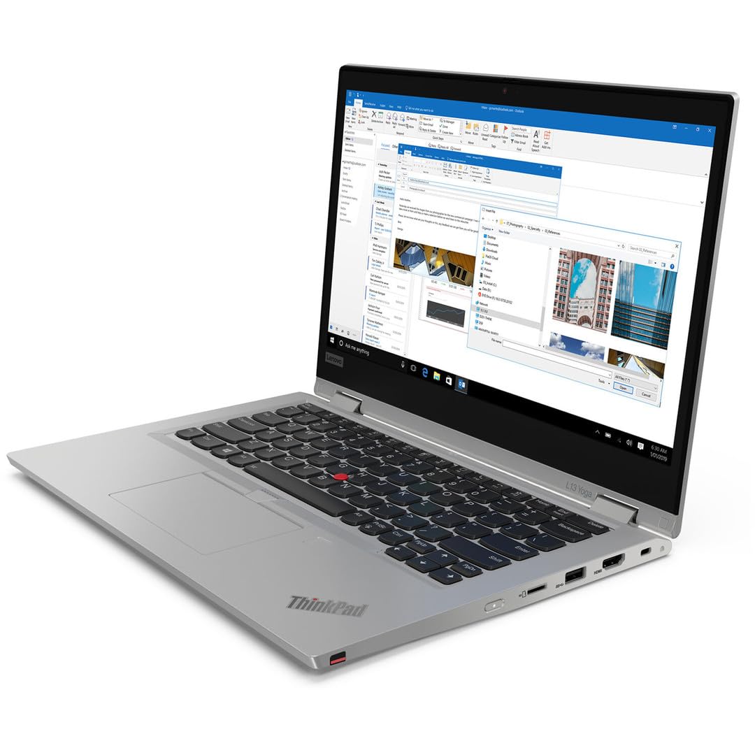 Lenovo ThinkPad L13 Yoga Gen 1, laptop touch 2 in 1, 13,3" FHD, Intel Core i5-10210U, RAM 8 GB, SSD 256 GB, Argento, Tastiera QWERTY americana, Windows 11 Pro (ricondizionato)