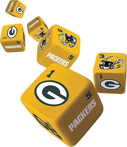 Miniatura 4 de Masterpieces Game Day NFL Green Bay Packers, juego de dados de seis piezas con logotipo del equipo, D Seis tamaño estándar