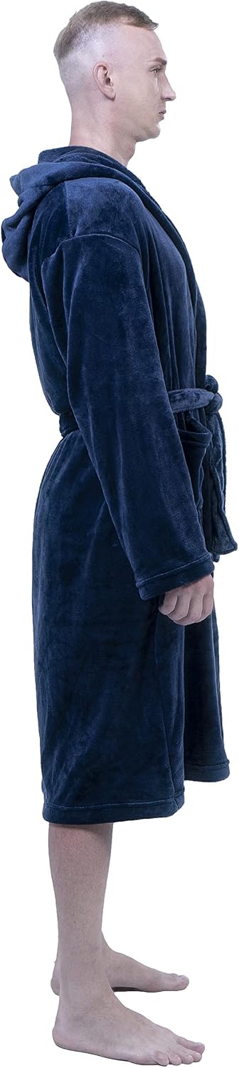 XING YE CHUAN Men's Fleece Robe, Warm Plush Bathrobe
