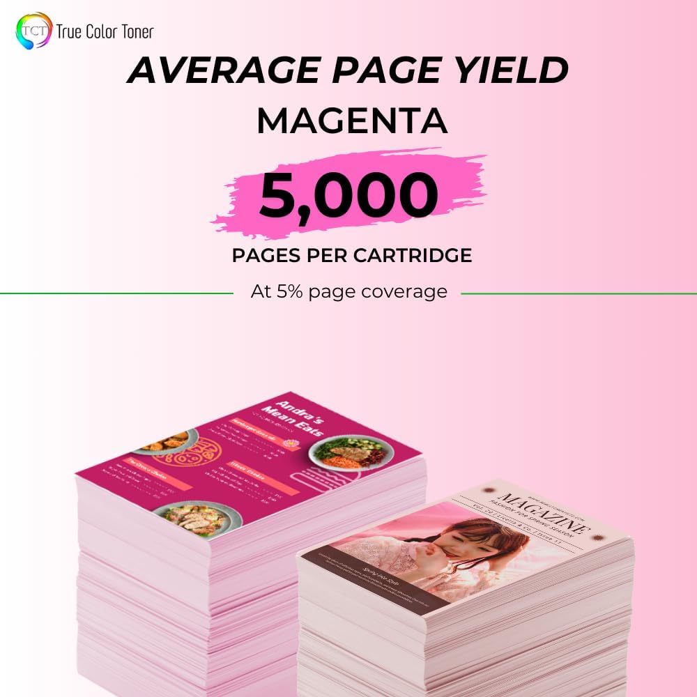 TCT 410X Magenta Toner Cartridge - Compatible Replacement for HP 410X CF413X High Yield Works with HP LaserJet Pro M452DN M452DW M452NW MFP M477FDN MFP M477 Printers (5,000 Pages)