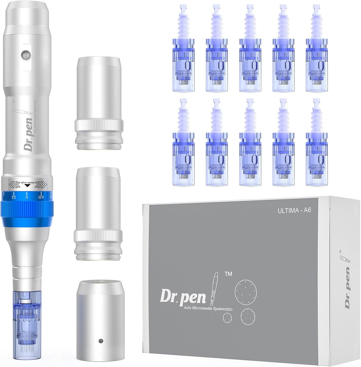Dr.Pen A6 Microneedling Pen for Face and Body Mirco Needling Derma Pen for Scar Serum in 5 Speeds Depth Adjustable with 2 Backup Batteries and 10 Cartridges 36-Pin-picture-13