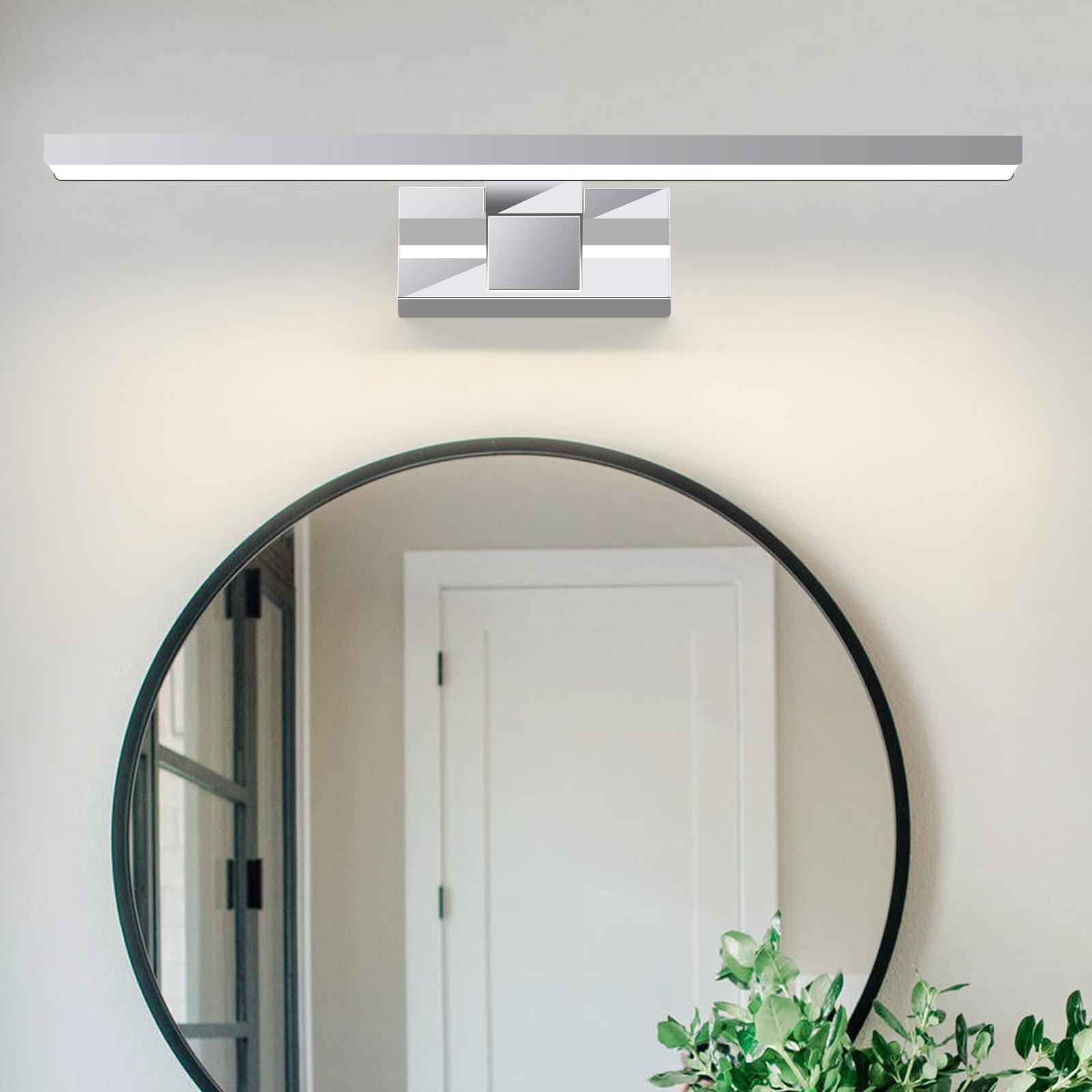 Homefire Luz de pared para espejo de baño LED - 8W, 40cm Cromo, impermeable IP44, neutro 4000K, moderna, para baño, sótano, cocina, armario de cromado