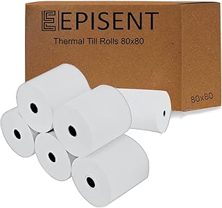 EPISENT 80 x 80mm Thermal Paper Till Rolls - Cash Register Rolls - Receipt for EPOS POS, Cash Register, Credit Card Machine PDQ - 80mm BPA Free Thermal Receipt Paper - Pack of 20 Rolls (1 Box)