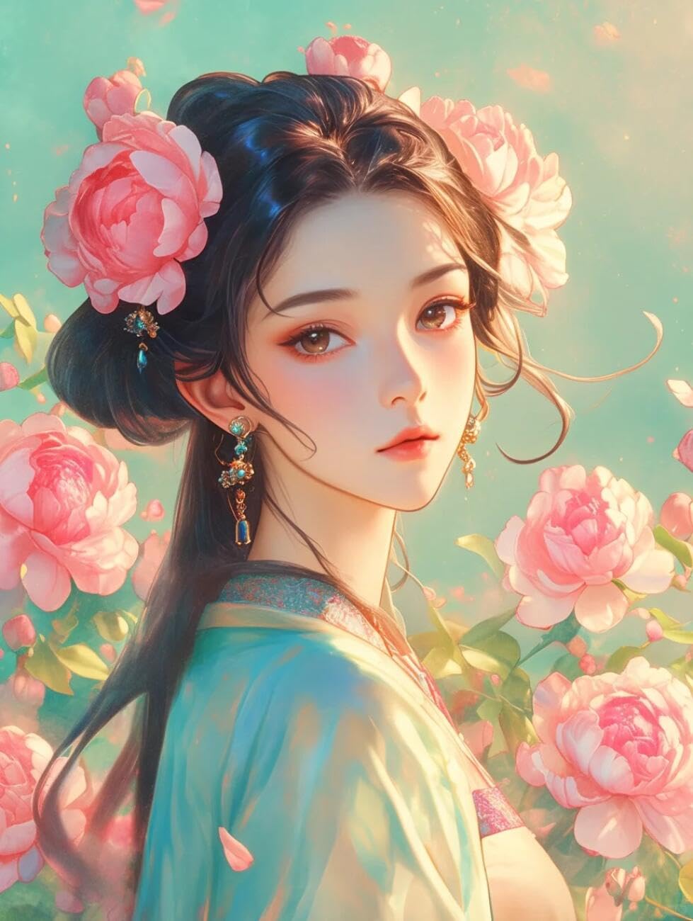 RKFLGEW 14CT Embroidery Kit Fantasy Classical Woman DIY Embroidery for Adults Beginner Needlework Kit with Patterns Needlepoint Art 40x50cm