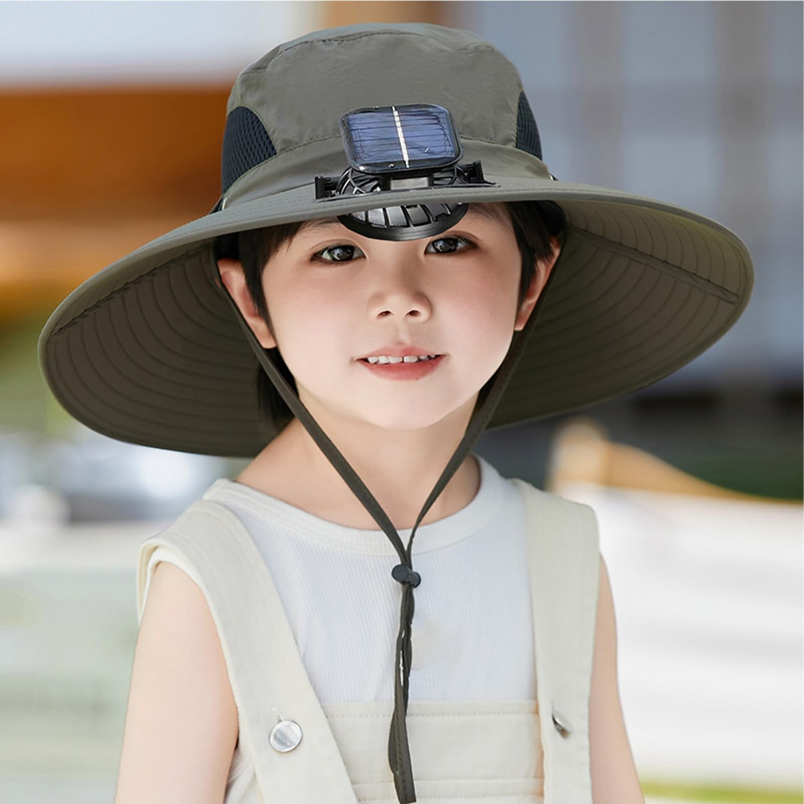 Cappello per ventilatore: gor per bambini con protezione UV Traspirante e ad asciugatura rapida, solare con ventilatore incorporato, berretto leggero e traspirante con protezione UV regolabile per