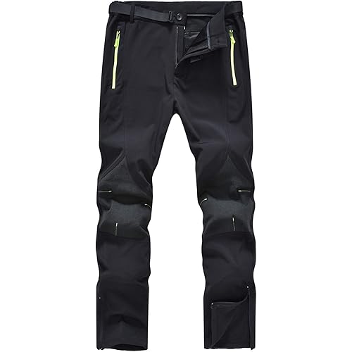 Men's Waterproof Snow Ski Pants Fleece Lined Ripstop Windproof Outdoor Hiking Snowboard Winter Pants Zipper Bottom Leg