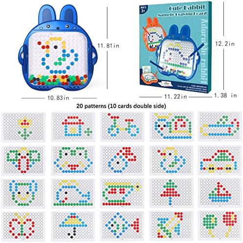Montessori Toys for 3 4 5 6 Year Old Magnetic Drawing Board for Kids, Large Magnetic Toys Rabbit Doodle Board with Magnetic Beads, Art Educational Toys for 4-6 Toddlers Birthday Gifts for Boys Girls Travel Toys 2 61DL0I3AXdL. AC