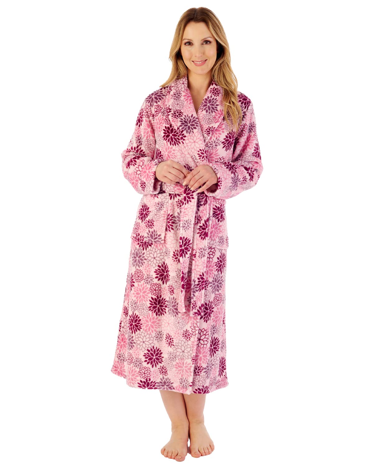Slenderella Women's Pink Hc02313-Pk Floral Print Wrapped Dressing Gown Xlarge