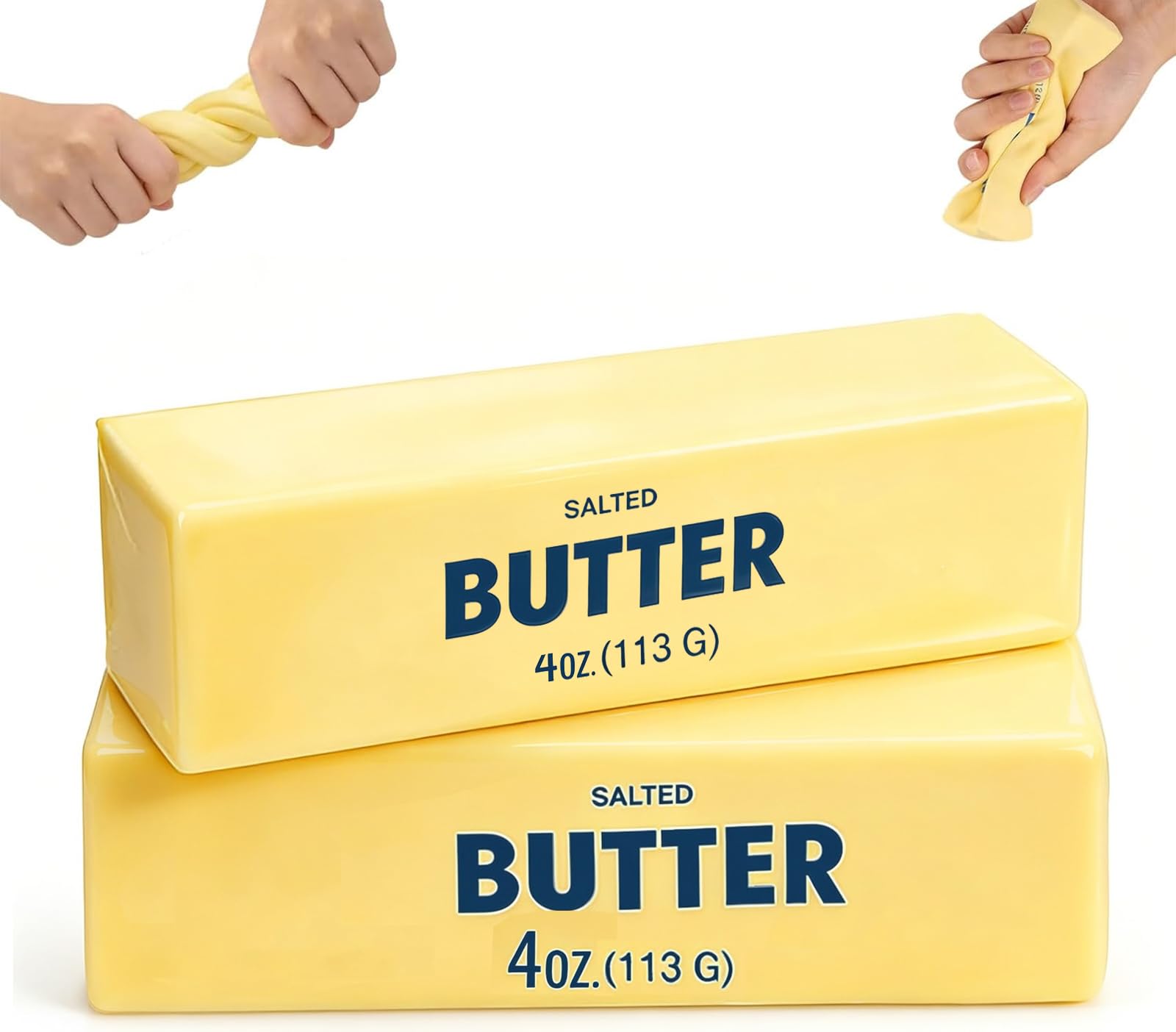 2PCS Butter Squishy, Cheese Squishy, Squishys Fidget Toys, Butter Stick Stress Balls, Sensory Squeeze Toys for Adults Kids ADHD, Stress Relief Toys for Home Office Desk Decor