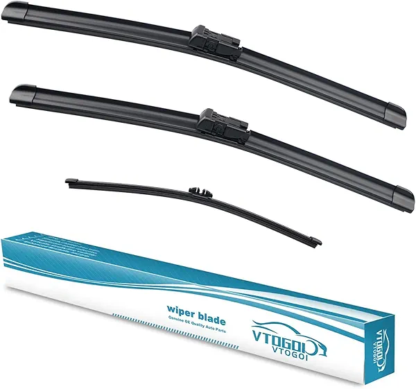 VTOGOI Wiper Blades With Rear Wiper Blades Set For BMW X5 2007-2013 Automotive Replacement Windshield Wiper Blades, That Meet OEM Quality Easy DIY Install 24"+20"+15"(Set of 3)