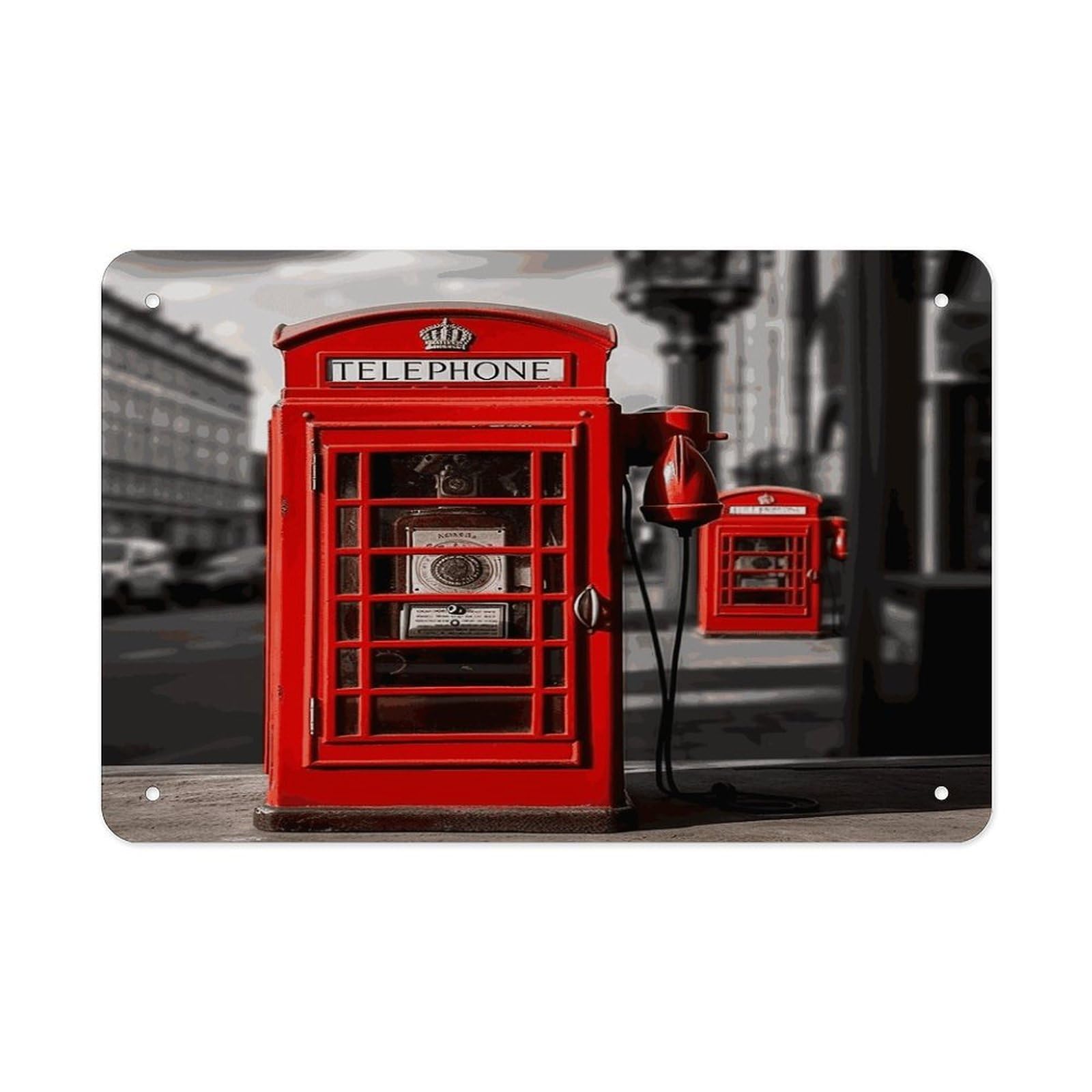 Fodpand Style England Uk Retro London Telephone Wall Art Metal Signs Tin Sign