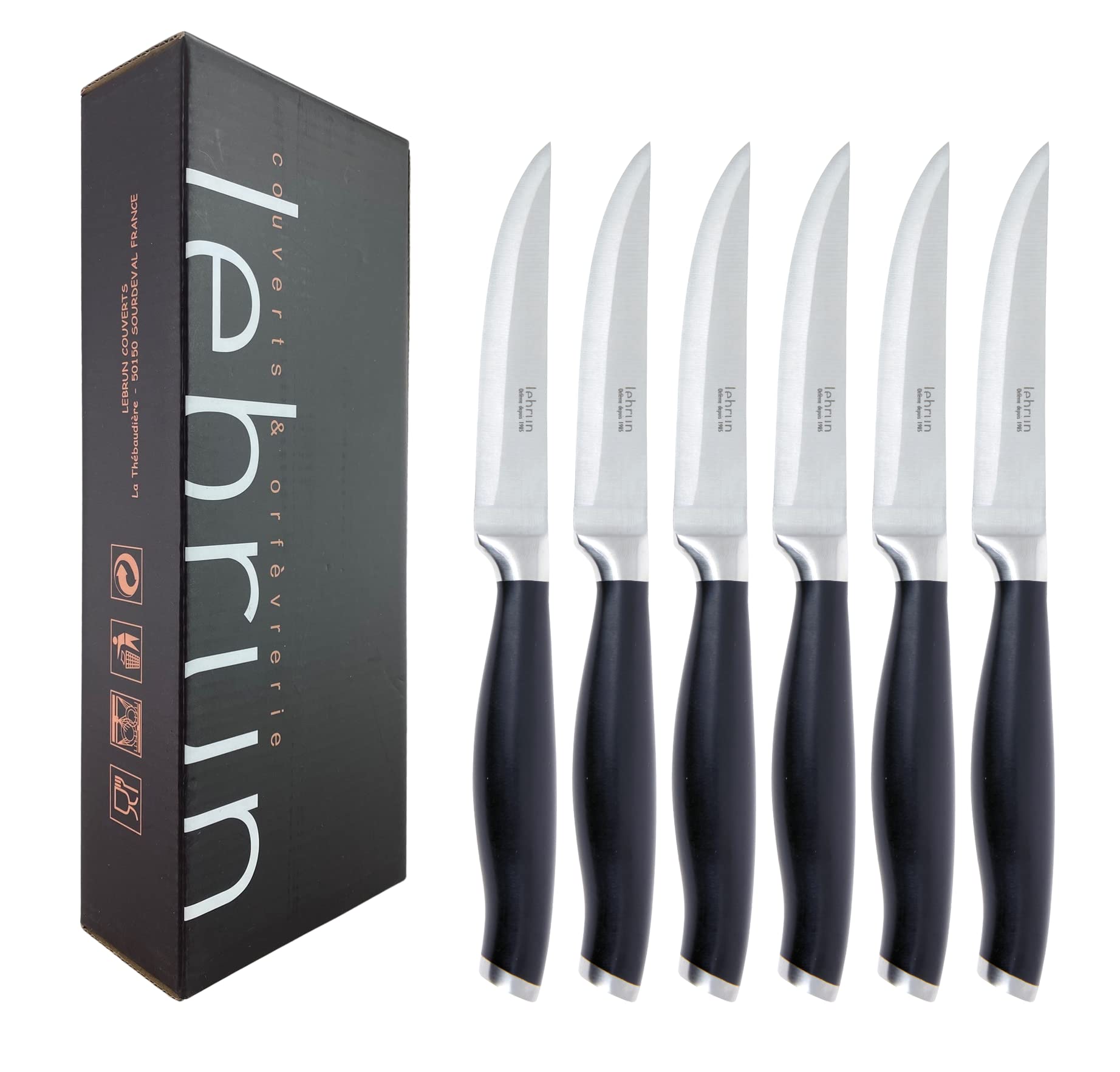 Lebrun Cutlery – LOUCHEBEM Steak Knife – Set of 6 Steak Knives – Stainless Steel – Comfort Handle – Kitchen Knife – Cutlery – Kitchen Knives and Utensils