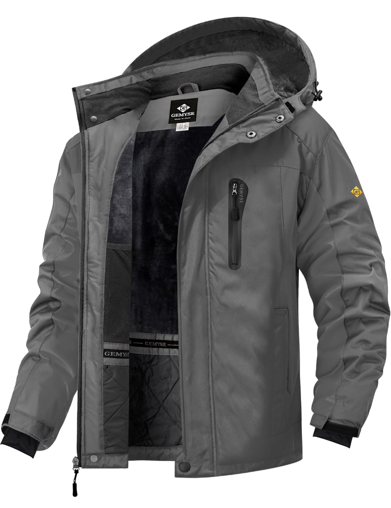GEMYSE Chaqueta esquí hombre Chaqueta invierno cortaviento con capucha Chaqueta snowboard impermeable Chaqueta outdoor forrada Chaqueta funcional — view 8