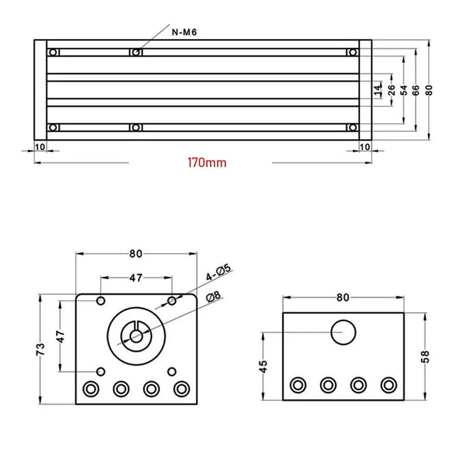 Mesa deslizante de doble carril 80 mm ancho con eje XYZ y guía lineal husillo bolas CNC, 4 deslizadores, 1204/1605/1610, carga kg(SFU1610 100x80 table,1000mm Stroke)