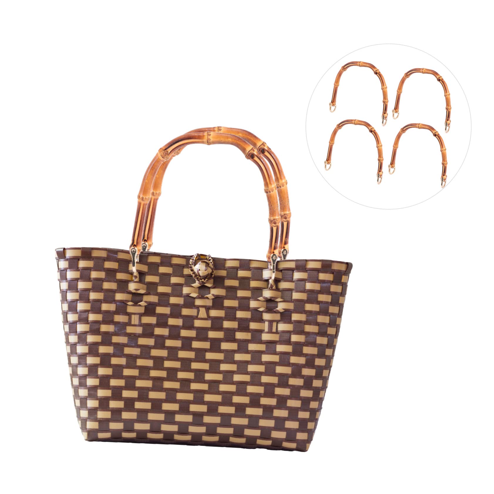 SEWACC 3 Series Asas De Mano Diy De Bambú Para Bolsos Reemplazos De Mango Para Clutch De Instalación Rápida Costuras Diseño Moderno Y 2 Piezas X 3