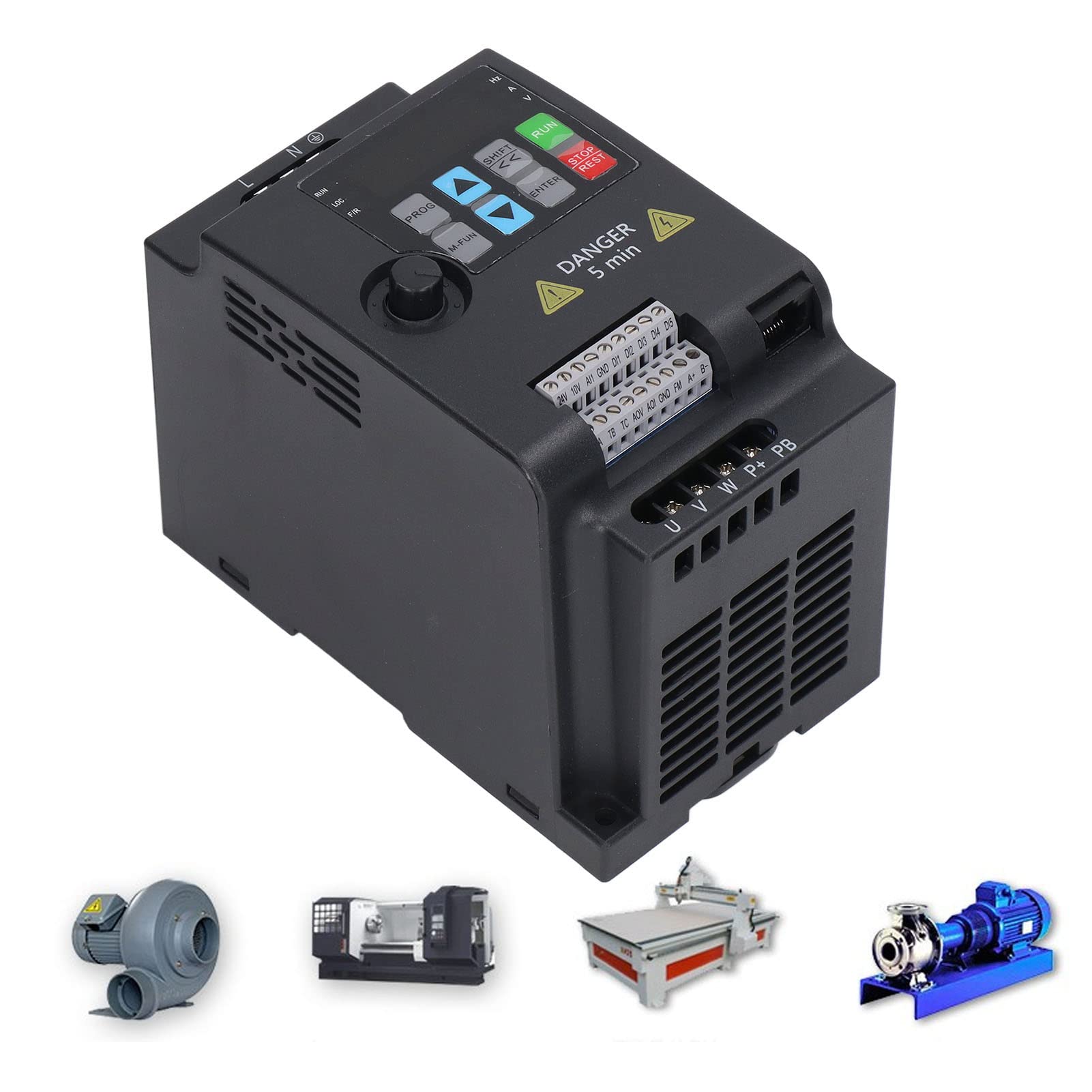 Eujgoov Variateur de Fréquence Monophasé vers Triphasé 0,75 KW Convertisseur de Fréquence pour Machine à Gravure Générateur Éolien Onduleur VFD Mini