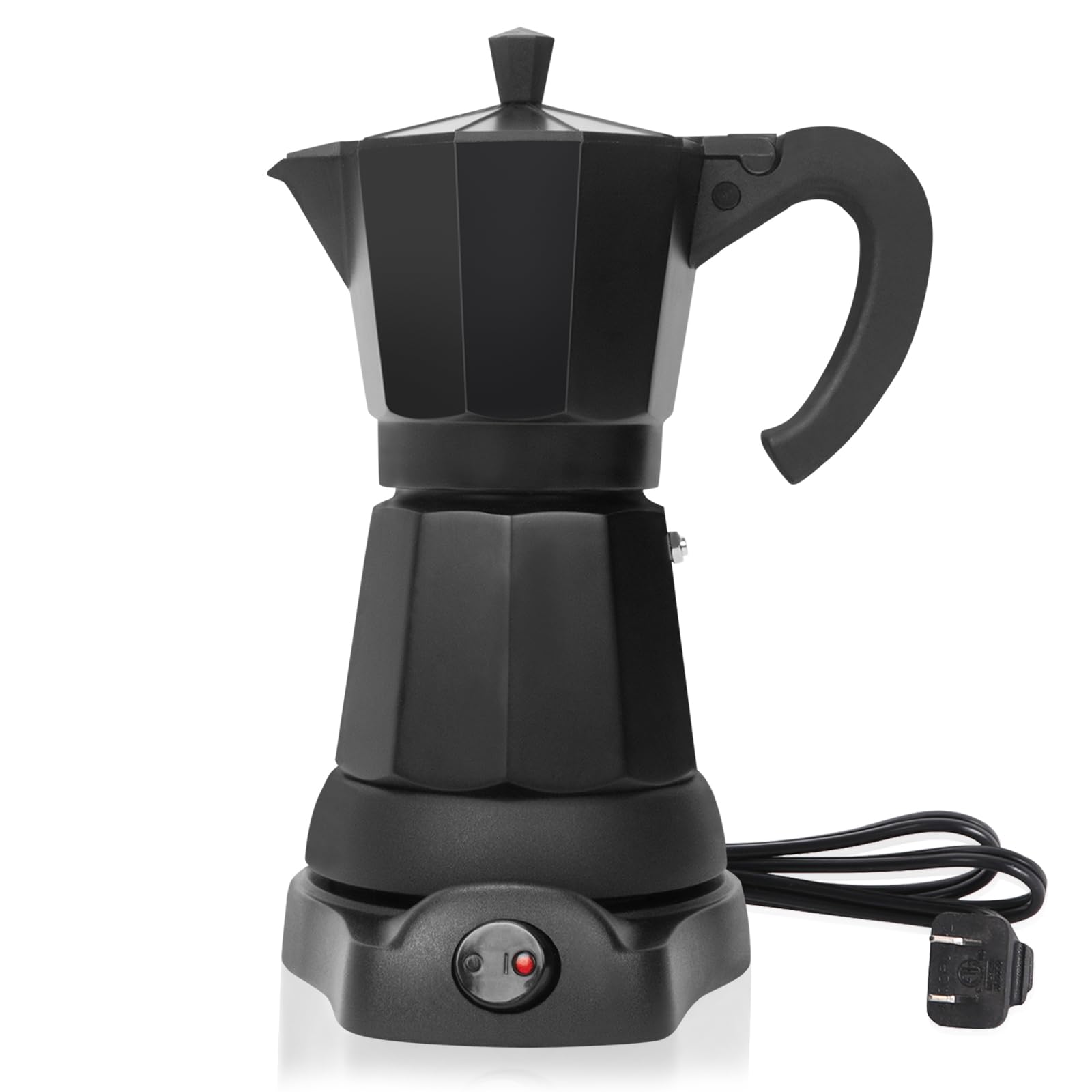 Cafetera Espresso Maker, 6 Cup Portable Coffee Machine, 300ml Portable Cafeteras Electricas Modernas, Electric Moka Pot with Detachable Base & Overheat Protection, Coffee Gift for Home Travel