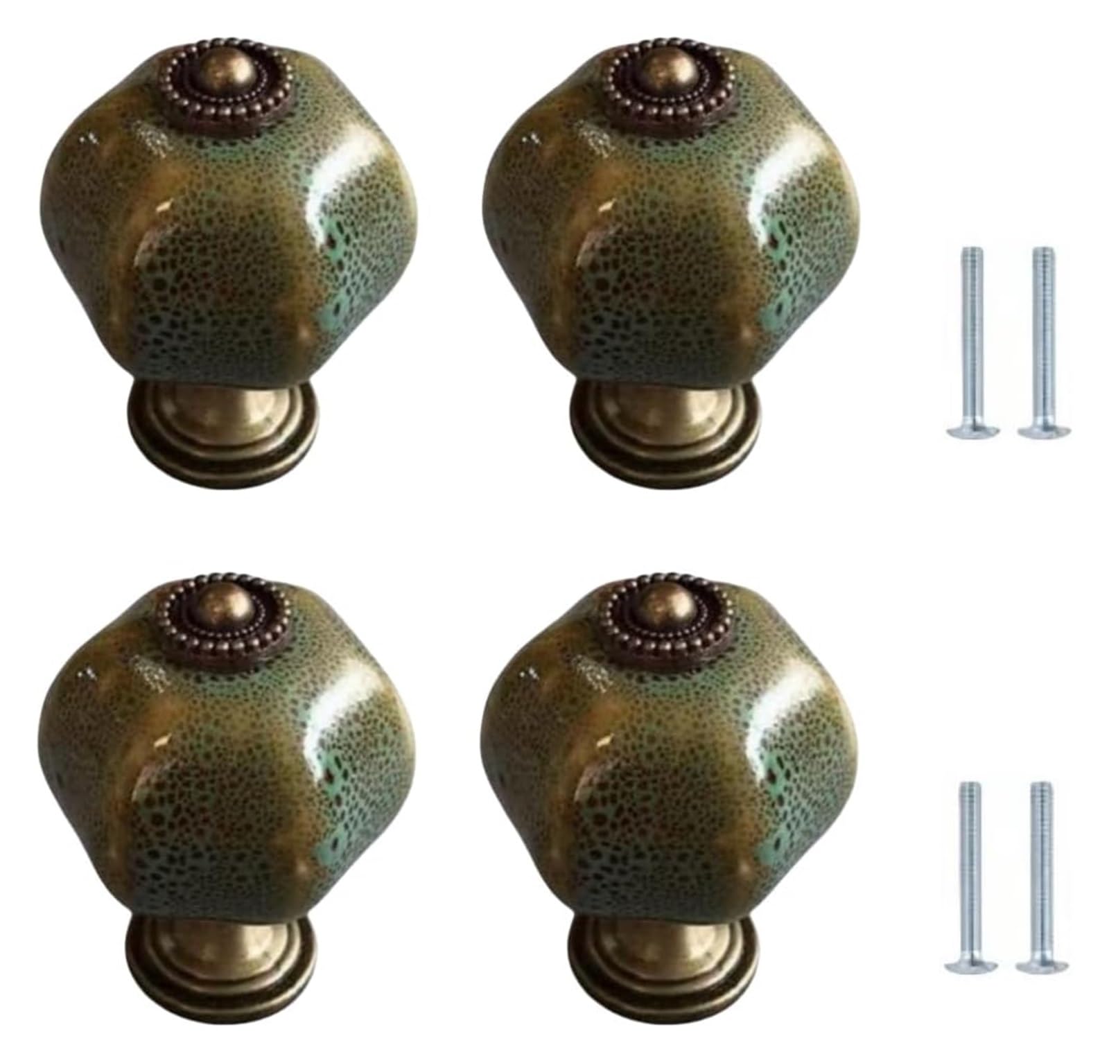 ENmrfvkz Ceramic Cupboard Drawer Handle Knobs, Ceramic Cupboard Drawer and Cabinet Door Knobs 36x45mm Multicolor 4 Pcs(Grün)