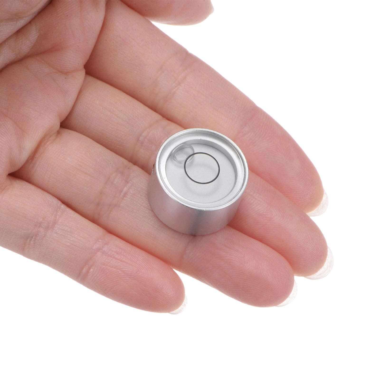 QUARKZMAN Livella a Bolla Rotonda 4pz 20x10mm Mini Livella Circolare Bullseye per Livellare Fotocamera Treppiede Telescopio Officina Cornice per Giradischi, Argento Bianco