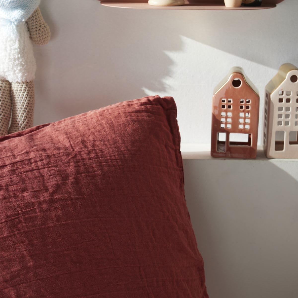 Today Parure de lit 2 Personnes 240x220cm Gaze de Coton Unie Terracotta