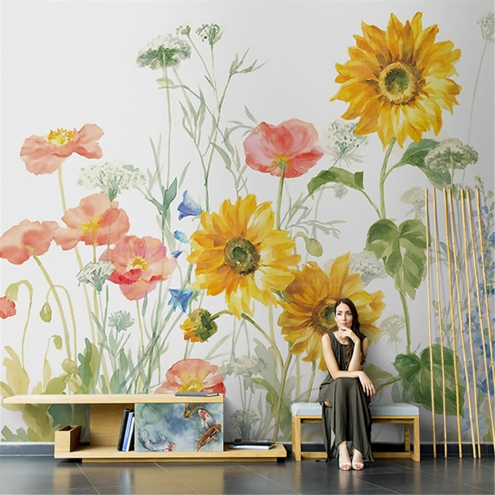 Poster géant mural 3D tournesol pour réveiller la déco du salon