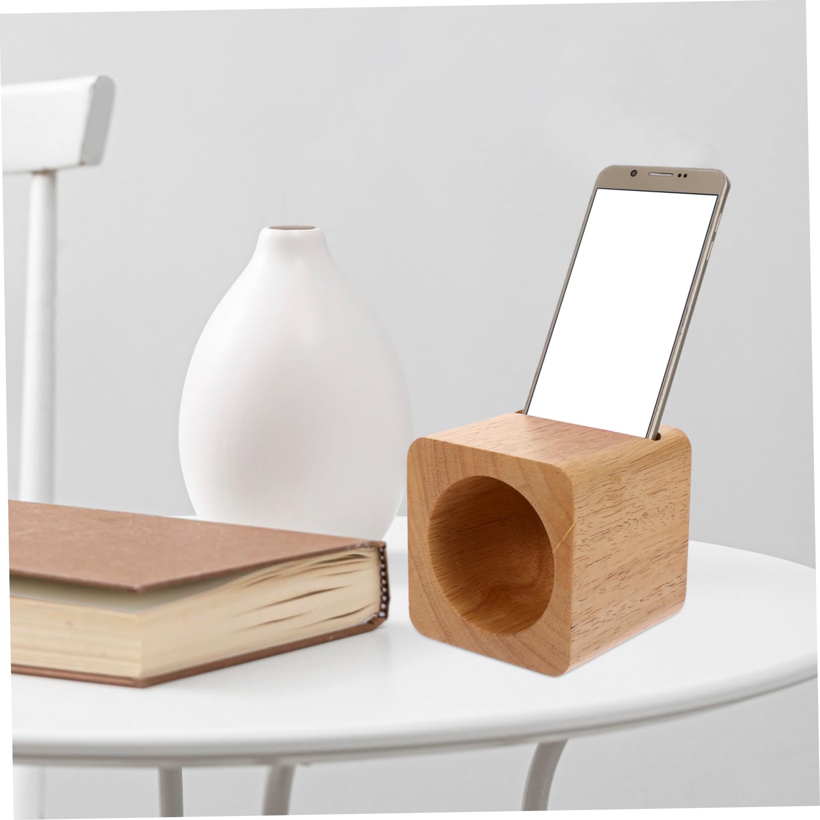 Tofficu Supporto Legno Cubo per Telefono da Scrivania Marrone