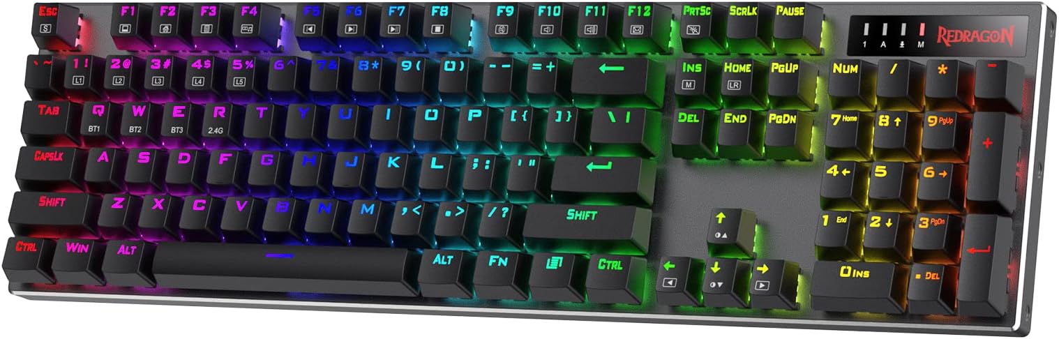 K556 PRO Upgraded Wireless RGB Gaming Keyboard, BT/2.4Ghz Tri-Mode Aluminum Mechanical Keyboard w/No-Lag Connection, Hot-Swap Linear Quiet Red Switch