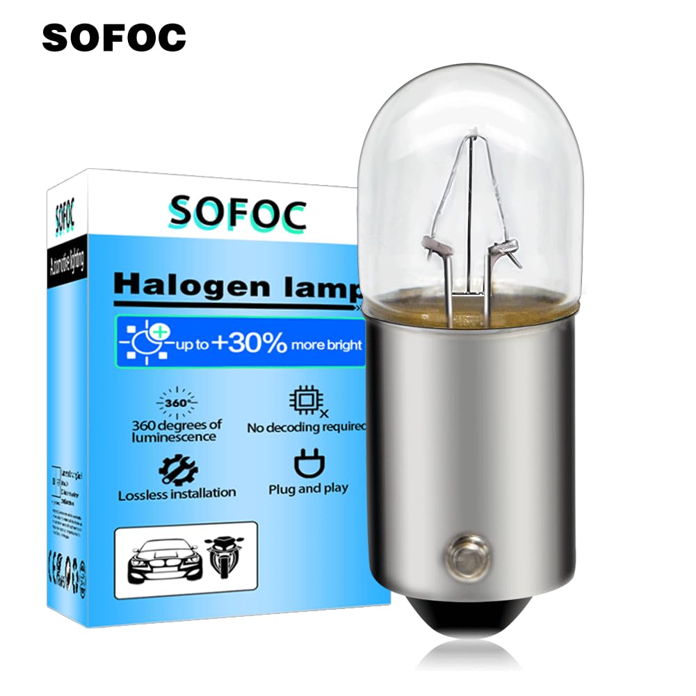 SOFOC-BA7S Interior Bulbs For Car Dashboard Indicator Lights Car Dome Light Map Lamp Trunk Light Etc 24V 2W Warm White 10Pcs - View #2