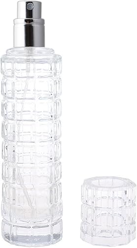 Enslz Botella vacía de vidrio recargable Perfume atomizador Spray Botellas de perfume 1 onza, botella de colonia de viaje portátil (plata)